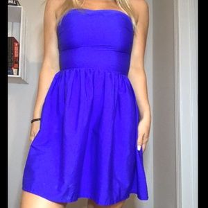 Blue strapless summer dress